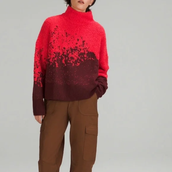 403. Lululemon ombré knit texture turtleneck size 6 in red merlot/carnation red - Picture 4 of 5